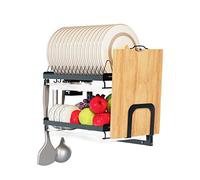 Virgorack Égouttoir à vaisselle mural en acier inoxydable, grand égouttoir de rangement pour cuisine, égouttoir à vaisselle avec porte-ustensiles, 2 niveaux