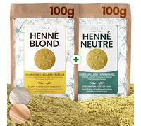 VIRHEA® Henné Blond Naturel 100g + Henné Neutre Bio 100g - Kit Coloration Végétale Cheveux Blonds + Soin Capillaire Volume Brillance - Masque Naturel Anti-Pellicules Anti-Poux - Cheveux Secs