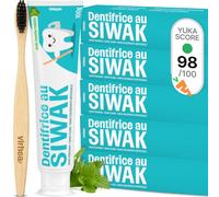 VIRHEA® Siwak Dentifrice 100 g au Miswak Naturel x5 - Dentifrice Sans Fluor - 98/100 sur Yuka - Blanchit les Dents, Protège les Gencives, Renforce l'Émail - Goût Menthe Fraîche - Soin Buccodentaire