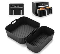 VIRIECH Moule en Silicone pour Air Fryer Moulinex EZ901820 5,2/3,1 L, Accessoires pour Philips Dual Basket Airfryer Série 3000, Moule Réutilisable pour Air Fryer T17099, Salter EK5729, Lakeland