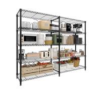 Virimolo Étagère de Rangement Double Rangée 5 Niveaux en Acier Carbone, Étagère Métallique Réglable 40x180x179 cm, Étagère Robuste pour Garage, Cuisine, Garde-Manger