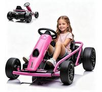 Virimolo Kart électrique rose 24 V pour enfants, Drift Kart avec 2 batteries 12 V 9 Ah, siège réglable, marche avant et arrière, voiture électrique pour enfants à partir de 4 ans