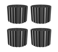 Virimolo Lot de 4 Bordures de Jardin en Métal Galvanisé Ondulé Noir, 600×0,15×20 cm, Bordure de Pelouse Flexible pour Décoration Paysagère, Parterres de Fleurs et Plantes
