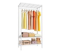 Virimolo Portant à Vêtements, Penderie pour Chambre, Porte-Vêtements avec 3 Étagères, Structure Métallique Robuste, Charge Max. 299 kg, 45 x 90 x 174 cm, Blanc