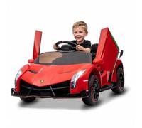 Virimolo Voiture Électrique Enfant Lamborghini, 12V 7Ah Batterie Longwei avec Chargeur Sandan, Portes Ciseaux, Télécommande 2,4GHz, Phares LED & Musique, Voiture électrique pour Enfants