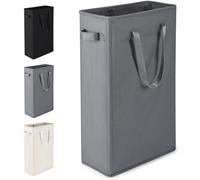 Virklyee Panier à Linge Mince Panier à linge en tissu Oxford Pliable Panier à Linge Corbeille a Linge pour chambre à coucher, salle de bain, chambre d'enfant 39x19x61CM,45L (Gris Foncé)