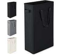 Virklyee Panier à Linge Mince Panier à linge en tissu Oxford Pliable Panier à Linge Corbeille a Linge pour chambre à coucher, salle de bain, chambre d'enfant 39x19x61CM,45L (Noir)