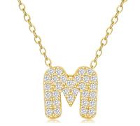 VIROMY Colliers Avec Initiale En Zircone Pour Femmes Colliers Avec Pendentif En Forme De Lettre M Plaqués Or 14 Carats Cadeaux d'Anniversaire Ou De Saint-Valentin