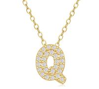 VIROMY Colliers Avec Initiale En Zircone Pour Femmes Colliers Avec Pendentif En Forme De Lettre Q Plaqués Or 14 Carats Cadeaux d'Anniversaire Ou De Saint-Valentin