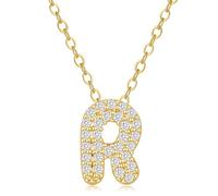 VIROMY Colliers Avec Initiale En Zircone Pour Femmes Colliers Avec Pendentif En Forme De Lettre R Plaqués Or 14 Carats Cadeaux d'Anniversaire Ou De Saint-Valentin