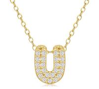 VIROMY Colliers Avec Initiale En Zircone Pour Femmes Colliers Avec Pendentif En Forme De Lettre U Plaqués Or 14 Carats Cadeaux d'Anniversaire Ou De Saint-Valentin
