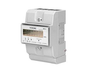 Virone EM-3 Compteur d'énergie numérique triphasé 80 A 4,3 modules DIN TH-35 mm