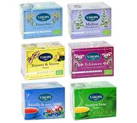 Viropa - Pack BIEN-ÊTRE - Assortiment de 6 paquets d'infusions et de tisanes de 15 filtres chacune: Ayurveda, fenouil, mélisse, gingembre et citron, échinacée, myrtille et rose musquée
