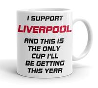 VIROSA Tasse humoristique de football - « Only Cup I'll Be Getting This Year » - Cadeau pour les fans de Liverpool, papa, ami ou collègue - Tasse à café en céramique de 325 ml - Cadeau amusant de Noël
