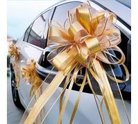 VIROV 10 pièces doré Tirer nœud Tulle Ruban nœuds fête de Mariage Voitures Anniversaire noël Cadeaux Cadeau décoration Or Mariage nœud Papillon