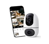 VIRTAVO Caméra Surveillance WiFi Intérieure 1080P, 2-en-1 Double Objectif, Rotation 360, Vision Nocturne Couleur, Auto-Suivi, Audio Bidirectionnel, pour Bébé et Animaux