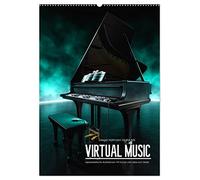 VIRTUAL MUSIC - Musikinstrumente in Hyperrealistischen Illustrationen (Wandkalender 2026 DIN A2 hoch), CALVENDO Monatskalender: Hyperrealistische Illustrationen mit Humor und Liebe zum Detail