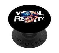 Virtual Reality Skull VR Gamer Futuristic Art PopSockets PopGrip Adhésif