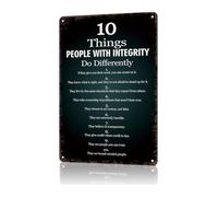 Virtue Tin Sign Words of Integrity Motivational Metal Plaque for Office Desk Boss Room Man Cave Wall Decor 8 X 12 inch