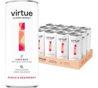 VIRTUE Yerba Mate - Natural Energy Drink - Zero Sugar, Zero Calories (Peach, 12 Pack)