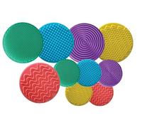 VIRTUENITY Lot de 10 tapis sensoriels en silicone 5 grands (25 cm) et 5 petits (14 cm) | Coussinets tactiles colorés texturés pour autisme, TDAH, besoins spéciaux | Flexibles, lavables, portables