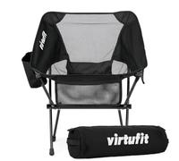 VirtuFit Chaise de camping compacte noire - Chaise de plage pliable légère et portable - Chaise pliante d'extérieur pour camping, festival, jardin et plage