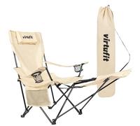 VirtuFit Chaise de camping pliable - Chaise de plage avec repose-pieds - Beige