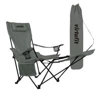 VirtuFit Chaise de camping pliable - Chaise de plage avec repose-pieds - Gris