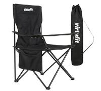 VirtuFit Chaise de camping pliable noire - Chaise de plage pliable avec accoudoirs - Chaise d'extérieur légère pour camping, jardin, festival et plage