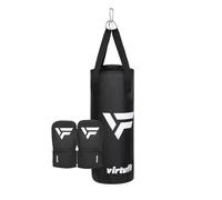 VirtuFit Ensemble de kickboxing Junior - Sac de frappe et gants de boxe - Kit de boxe pour enfants - Kickboxing et boxe - 8 kg - Noir