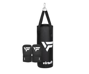 VirtuFit Ensemble de kickboxing Junior - Sac de frappe et gants de boxe - Kit de boxe pour enfants - Kickboxing et boxe - 8 kg - Noir