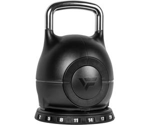 VirtuFit Kettlebell réglable 2/20 kg | Construction en acier robuste | Entraînement fonctionnel, crossfit et sports de force | Poignée ergonomique | Noir