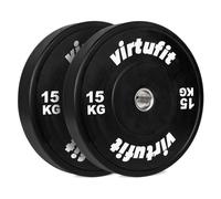 VirtuFit Lot de 2 disques de poids olympiques van Rubber en caoutchouc - 50 mm - Lot de 2 x 15 kg