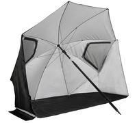 VirtuFit Parasol de plage de qualité supérieure - 200 cm - Noir - Parasol avec protection contre le vent et la tente de plage - Protection solaire UV50+ pour la plage, le camping et le jardin