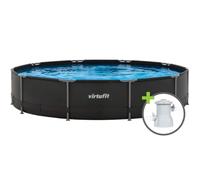 VirtuFit Piscine ronde avec cadre pour piscine, 366 cm, facile à monter, pompe à filtre et cartouche, installation rapide