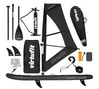 VirtuFit Planche de SUP gonflable Surfer 305 avec voile de windsurf - Planche de stand up paddle noire in ccessoires - pagaie - pompe - sac de transport - support GoPro - de débutant à avancé