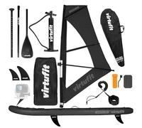 VirtuFit Planche de SUP Surfer 305 gonflable avec voile de planche à voile, planche de stand up paddle noire, accessoires, pagaie, pompe, sac de transport, support GoPro, débutant à avancé, 305 x 81 x