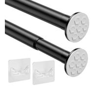 VirtuGro 110-200cm Tringle Rideau Extensible sans Percage Noir | peut Supporter 20KG Tringle Rideau Douche Barre Telescopique Robuste & Épais Pour Armoires Salles de Bains Placards Noir