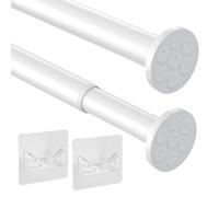 VirtuGro 50-80cm Tringle Rideau Extensible sans Percage Blanc | peut Supporter 20KG Tringle Rideau Douche Barre Telescopique Robuste & Épais Pour Armoires Salles de Bains Placards Blanc