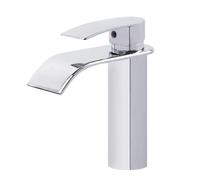 VirtuGro Robinet Salle Bain en Acier Inoxydable Robinet Cascade Mitigeur Lavabo avec Cartouche en Céramique Durable et kit de Montage Mitigeur Lavabo Économiseur D'eau et D'énergie Chromé 17CM Argent