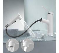 VirtuGro Robinet Salle de Bain avec Douchette Extractible Mitigeur Blanc