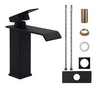 VirtuGro Robinet Salle de Bain Cascade Mitigeur Lavabo avec Cartouche en Céramique Durable et kit de Montage Mitigeur Lavabo en Acier Inoxydable Économiseur D'eau et D'énergie Chromé (Noir)