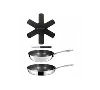 CUISINOX - VIRTUO - 1 wok 24cm, 1 poêle 28cm, 1 feutrine 28cm, 1 couteau d'office gris