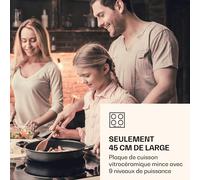 KLARSTEIN Virtuosa 3 Slim - Table de cuisson vitrocéramique 3 foyers puissance max. 5000 W, 9 niveaux, minuterie, protection contre la surchauffe, verrouillage parental, panneau de commande tactile