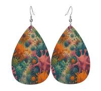 Virus Coloré De Dessin Animé Boucles D'Oreilles En Cuir Double Face Boucle D'Oreille Légères Pendantes D'Oreille Pour Femme Quotidien