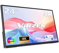 Virzen Grand moniteur portable 4K 24" UHD 3840 x 2160 120 % sRGB IPS double haut-parleur USB-C HDMI extensible deuxième écran externe VESA béquille pour Mac PC portable externe téléphone