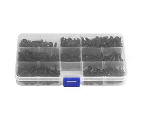 Vis, 340Pcs Bride Parker Vis Boulon Croix Tête Noire Set Assortiment pour le Bricolage Artisanat avec étui