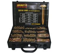Vis à bois agglomérés tête fraisée Pozidriv anti-fendage acier bichromaté coffret de 2210 ROCKET 351400093100