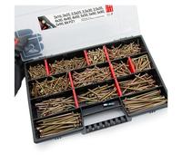 Vis a bois assortiment 770 pièces, autotaraudeuse zingué jaune, autoforeuse, boite a vis compartimentée, coffret visserie, panneau bois, bricolage professionnel, Lun Fix