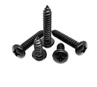 Vis à bois autotaraudeuses à tête cylindrique cruciforme en acier inoxydable 304 noir, lot de 10/50/100 pièces, M1.4 M1.7 M2 M2.6 M3 M3.5 M4 M5 M6(45mm,10pcs M4)